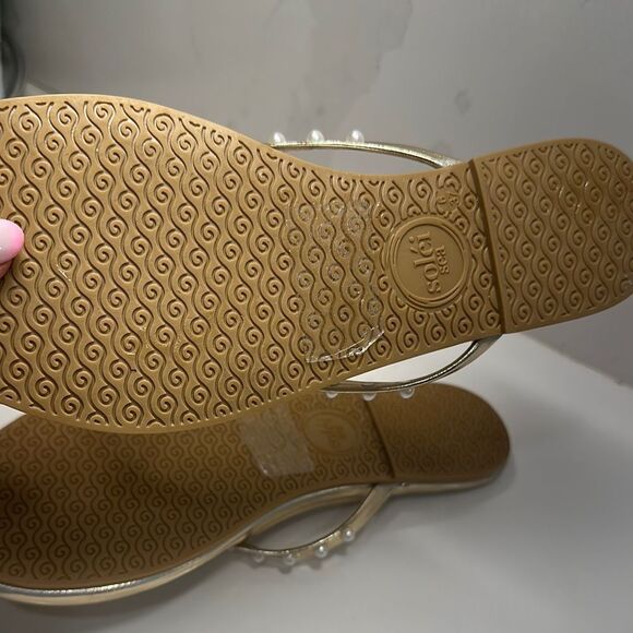 NWOT Soléi Sea Gold Pearl-Embellished INDIE SOLID METALLIC GOLD WITH PEARLS - Picture 9 of 13